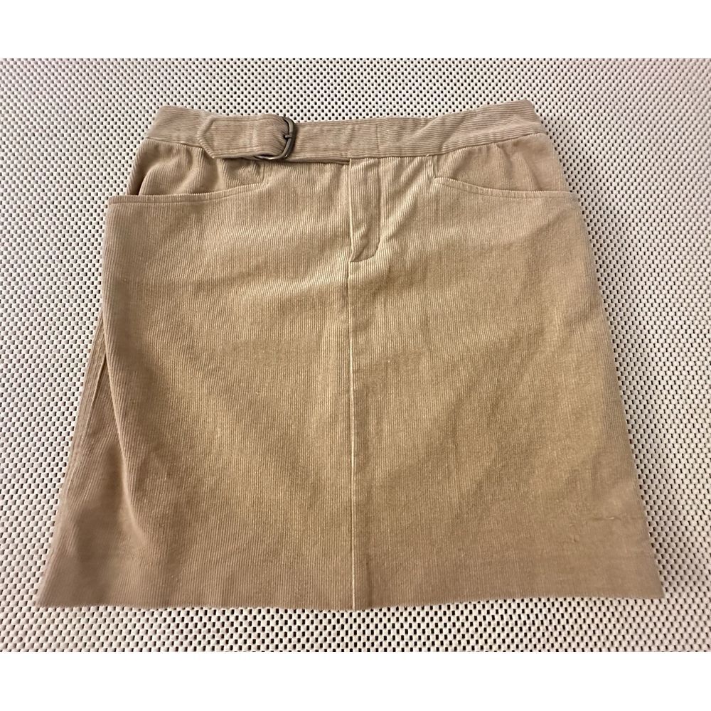 INC Corduroy Midi Skirt Women Size 6 Stretch Khaki Tan Classic Preppy Casual